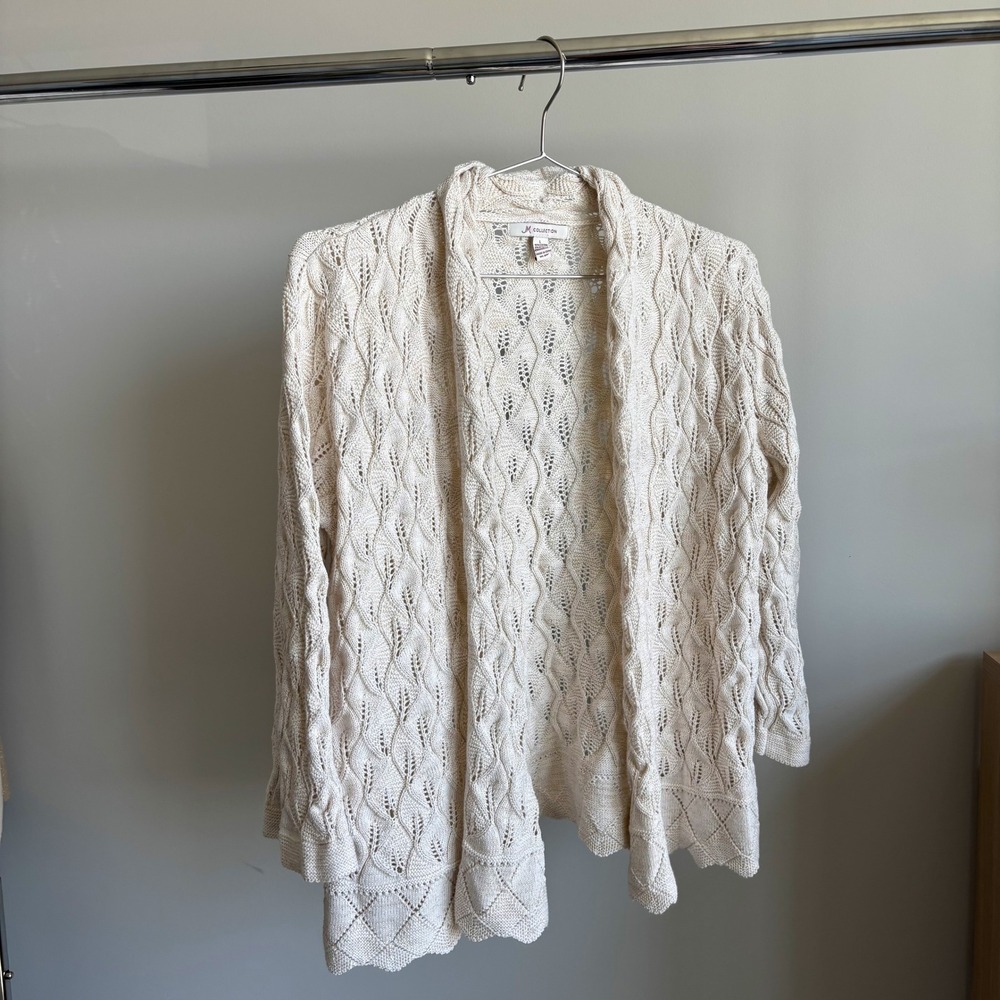 JM Collection Knit Cardigan‎ L Sweater Bell Sleeve Cozy Grandma Chic Y2K Mom